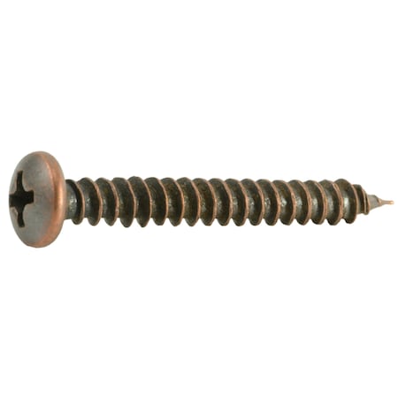 Midwest Fastener Sheet Metal Screw, #8 x 1-1/4 in, Bronze Plated Steel Pan Head Phillips Drive, 30 PK 35951